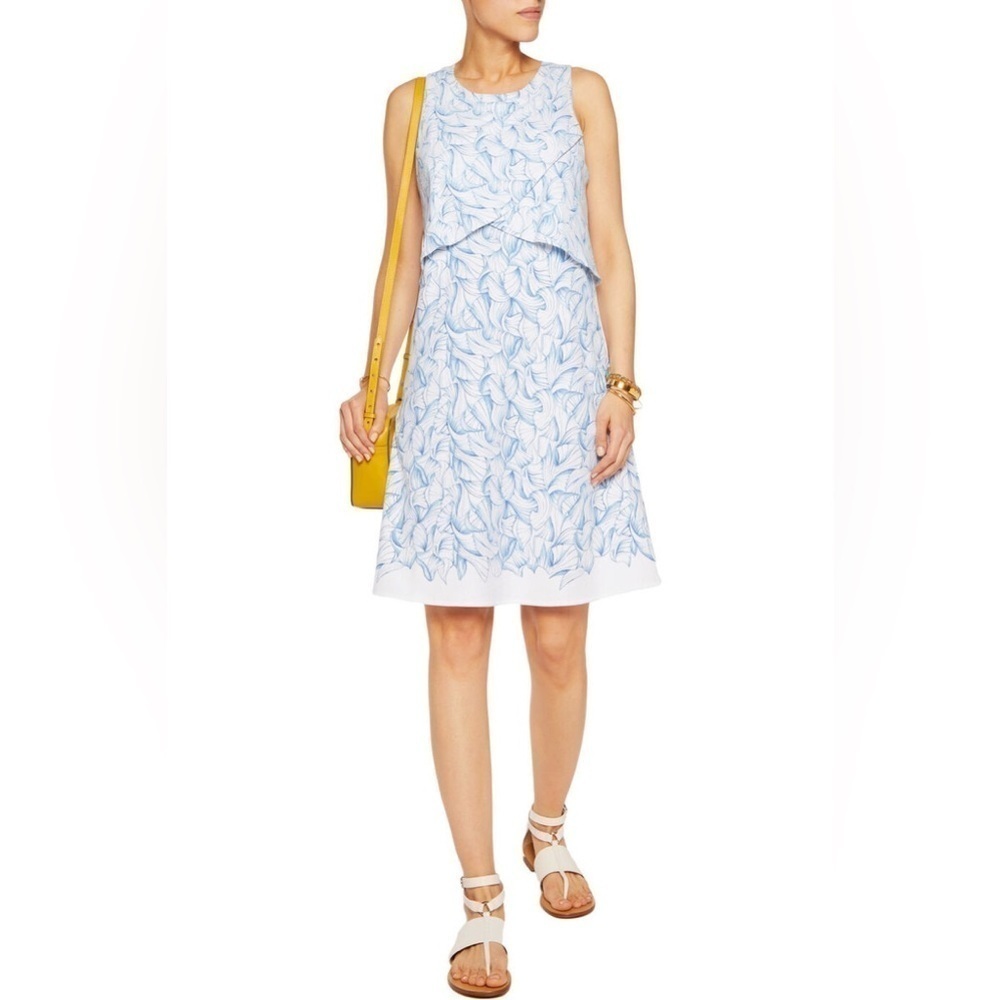 Tory Burch | Women's Flowy Coastal Kaley Pima Cotton Dress Size Large Blue White